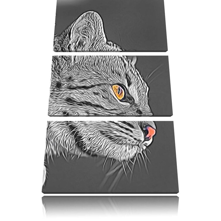 Pixxprint 3 Tlg Leinwandbilder Set Bengalkatze Im Profil